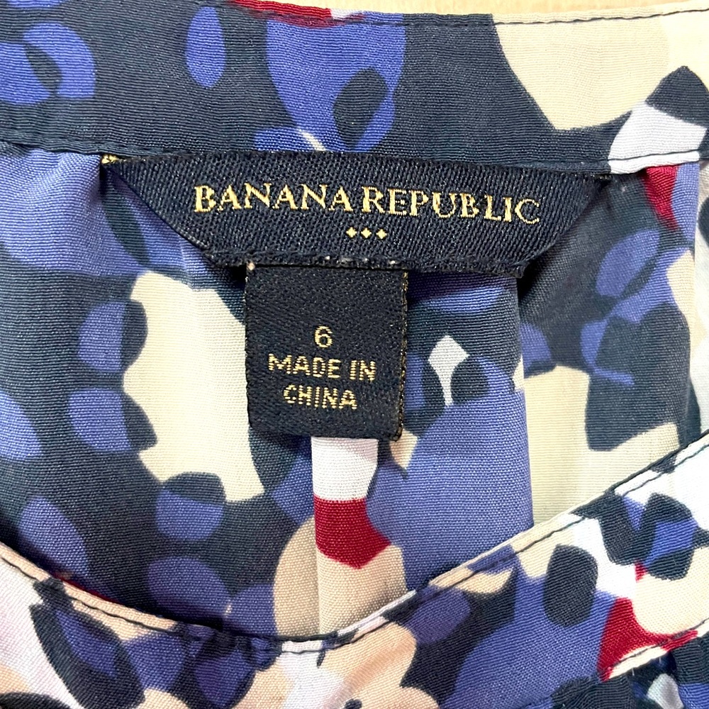 Banana Republic Blue Red Gray Scoop Neck Short Sleeve Dress Sz 6 - Picture 3 of 5